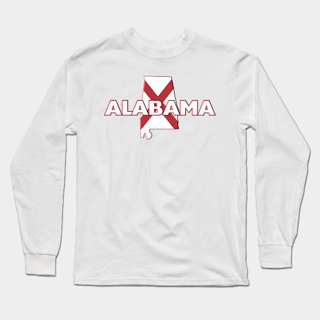 Alabama Colored State Long Sleeve T-Shirt by m2inspiration